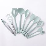 The Better Home Silicon Spatula Set for Non Stick Pans | Heat Resistant, Durable, Flexible Cookware Set | BPA Free & Odourless Non Stick Utensil Set for Cooking (Green) (Pack of 10)