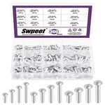 Swpeet 300 Pack M4/M5/M6×10mm/14mm/20mm/25mmSolid Aluminum Brazier Head Rivets, Aluminum Rivet, Plain Finish, Universal Head, High Corrosion Resistance for Repairing Boats, Aircraft, Making Armor