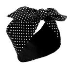 Costume Headband White Polka Dot Bandana Headband Wire Headband Halloween Dress up Retro Hairband Headwrap Hair Accessories for Women(Small Dots,Black)