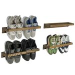 MyGift Set of 4 Rustic Burnt Solid Wood Hanging Shoe Storage Organizer Racks, Wall Mounted Space Saving Footwear Holder for Closet, Mudroom, Entryway, Holds 8 Pairs