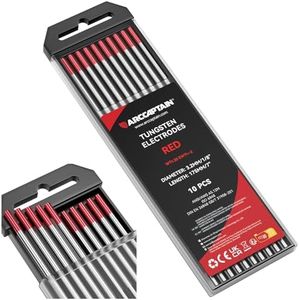 ARCCAPTAIN TIG Welding Tungsten Electrode 10-Pack 1/8"x 7"(Red - 2% Thoriated, WT20/EWth-2)