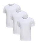 Djtnzdm T Shirts for Men Adult 3 Pack Solid Color Round Neck Tee Shirts Classic Summer Moisture Wicking Cotton Comfortable T-Shirts Set 2XL White
