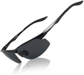Lucern Durable Polarized Stylish Sports Sunglasses with 100% UV400 Protection for Men Women, Lightweight (25 g) TAC Lens and Metal Frame for Hiking, Cycling, Driving, Fishing, Boating, Black