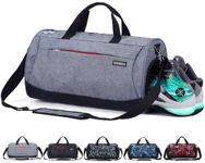 kasibon Sports Gym Bag with Shoes Compartment and Wet Pocket, Travel Duffle Bag for Men and Women