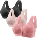 My Recent Orders Outlet Stores 3PC Front Closure Bras for Older Women 2024 New Lace Bra Push Up Breathable Front Button Bralette Comfy Sleep Bras Brand Products Store