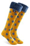 CityComfort Slipper Socks for Women Non Slip Long Fluffy Socks (Yellow Dots)