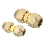 PATIKIL Pipe Extension Joint Connector Set, 2pcs Free Welding AC Copper Pipe Coupling Adapter with Flare Nuts for Copper Pipe Diameter 1/4" and 1/2" Refrigeration HVAC