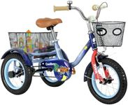 Empylynzar Kids Tricycle with Safety Features, Wide Anti-Skid Tires, Storage Basket, Soft Cushion Seat, Red (Blue)