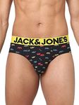 Jack & Jones Men's Cotton Blend Classic Printed Briefs (Pack of 1) (253536901- Black_M)