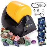 NATIONAL GEOGRAPHIC Starter Rock Tumbler Kit-Includes Rough Gemstones, 4 Polishing Grits, Jewelry Fastenings and detailed Learning Guide - Great STEM Science kit for Mineralogy and Geology Enthusiasts