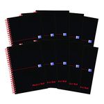 Oxford Black n' Red A5 Notebook, Card Cover Wirebound, Lined, 100 pages (Pack of 10)