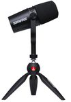 Shure MV7 USB Microphone with Tripod, for Podcasting, Recording, Streaming & Gaming, Built-in Headphone Output, All Metal USB/XLR Dynamic Mic, Voice-Isolating Technology, TeamSpeak Certified - Black