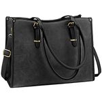 NUBILY Laptop Bags for Women 15.6 inch Handbags Designer Laptop Tote Bag Large PU Leather Ladies Shoulder Bag for Work School Shopping Business (Black)