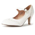 J. Adams Kym Mary Jane – Retro Ankle Strap Oxford Pumps Low Kitten Heels