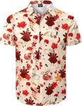 Fashonal Mens Thanksgiving Shirt Turkey Day Thanksgiving Outfit Button Down Short Sleeve Shirt, Turkey, Size L