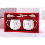 Mr and Mrs Couples Coffee Mugs - 12oz Ceramic Coffee Mug Couples Sets - Funny His and Her Gifts - Double Bowl Ceramic Bowl Couple Cup Mug Milk Water Tea Cup Drink Home Office Cup Valentine Gift