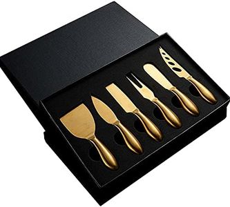 6-Piece Gold Cheese Knife Set Stainless Steel Cheese Cutter Fork Slicer Spreaders Tool