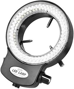 Lámpara LED de luz de anillo de 140 piezas para microscopio estéreo, cámara de microscopio 144 perlas LED Fuente de luz Brillo Lámpara de anillo ajustable, luz de anillo de microscopio LED(Negro)