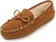 Minnetonka Women's Hardsole Pile Lined Slipper,Brown,9 M US
