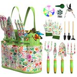 Gardening Tools, 27-Piece Heavy Duty Gardening Hand Tools with Fashion and Durable Garden Tools Organizer Handbag,Rust-Proof Garden Tool Set, Ideal Gardening Gifts for Women