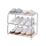 Jucaifu Stackable Shoe Rack, Entryway, Hallway and Closet Space Saving Storage and Organization (3-Tier, White)