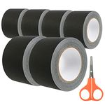 VORVIL 6 Rolls Black Gaffers Tape 3 inch x 30 Yards with Scissors - Heavy Duty & Non Reflective Gaff Tape - No Residue Gaff Cloth Tape for Photography, Production, Carpet, Drums, and Cables
