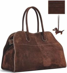 Genuine Suede Tote Bag, Purely Hand-Sewn Luxury Suede Leather Suede Purse, HOBO Bag, Purse for women with Puppy Charm and Card Holder