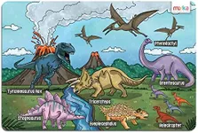 merka Fun and Educational Table Mat, Reusable Silicone Mat for Kids, Explore The World of Dinosaurs with T-Rex, Triceratops & More