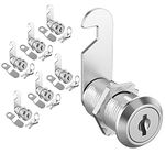 inBovoga 6 Pack Upgrade Cabinet Locks with Key, 1-1/8" Cam Locks Keyed Alike, Secure File Cabinets Drawer Mailbox Tool Lock Replacement Lock, Zinc Alloy