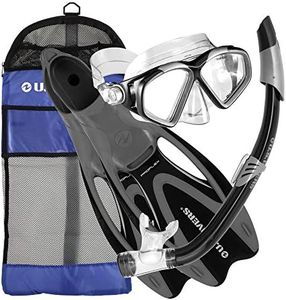U.S. Divers Adult Cozumel Mask/Seabreeze II Snorkel/Proflex Fins/Gearbag (Black, Large)