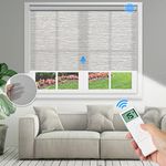 Tokblind Motorized Light Filtering Roller Shades with Remote Control, Smart Blinds for Windows Work with Alexa Google via Hub, Rechargeable Electric Window Shade Custom Width 22"-98"(Texture Grey)