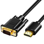 HDMI to VGA Adapter,HDMI to VGA Male to Male Cables,1.8 Meter 1080P HDMI to VGA Splitter,HDMI to SVGA Converter with Gold Plated Ports for Desktop,Projector,HDTV,Raspberry Pi,Roku,Xbox,etc (1.8m)