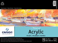 Canson Artist Series Acrylic Paper, Foldover Pad, 12x16 inches, 10 Sheets (185lb/400g) - Artist Paper for Adults and Students