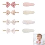 ZKSXOA 8 Pcs Baby Girl Bow Headbands & Hair Clips Set, Mini Hair Barrettes, Flowers Patterns, Bow Headbands, Elastics Hair Bands, Baby Hair Accessories, for Infant Newborn Toddlers Kids