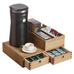 KIRIGEN Wood Coffee Pod Holder for Nespresso Vertuo Capsule Pods & Dolce Gusto Pods Capsule Drawer Organizer for Home & Bar Coffee Machine Stand with Coffee Station Organizer (KFJ-DBR)