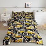Erosebridal Excavator Comforter Set Full Concrete Truck Pattern Bedding Set Child Teens Construction Down Comforter for Kids Boys Cartoon Toy Cars Quilt Set Bedroom Decor, Grey