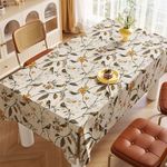 LINENWALAS 100% Cotton Table Cloth for 6 Seater Dining Table, Printed Rectangular Table Cover for Centre Table, 60 x 90 Inches (Birdie Bliss, 6 Seater)