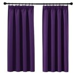 PONY DANCE Energy Saving Thermal Blackout Curtains - Room Darkening Royal Purple Pencil Pleat Window Treatment Panels Decoration, 2 Panels, W46 X L45