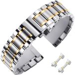 Nixiamy Stainless Steel Watch Bands Universal Metal Replacement Watch Straps for Men Women with Straight & Curved End 6 Sizes(16mm-22mm) 4 Colors(Gold,Sliver,Black,Gold-Silver Two Tone)