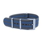 WAMD Seat Belt Smooth Nylon Fabric NATO Watch Straps/Bands - Choice of Colour & Width (Gray and Blue, 22 mm)