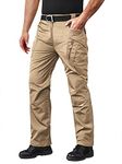 MAGCOMSEN Men's Tactical Pants with 9 Pockets Rip-Stop Lightweight Work Hiking Pants (Khaki-3, 34)