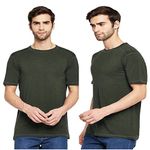 KOSHA Mens Merino Wool & Bamboo Half Sleeves Thermal Top (Pack of 2) | Suitable for Minus Degree Celsius | Free Summer Tan Sleeves (Olive,34)