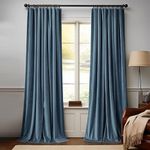 Dark Slate Curtains Velvet Drapes Bedroom Window Curtains 84 Inch Long Living Room Rod Pocket Window Treatment Set 2 Panels