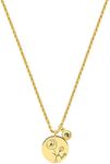 MEVECCO Gold Birth Flower Coin Necklace for Women Stamped Disc 12 Month August Pendent with Birthstone Peridot 18K Gold Plated 2MM Twist Rope Chain Birthday Jewelry for Her