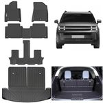 SANBAN-AXE Floor Liners & Large Cargo Liners for 2024 Hyundai Santa FE Hybrid with Backrest protection,TPE All Weather Protection Car Floor Mats with Large Trunk Mat Covering The backrest Accessories