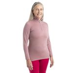 Icebreaker Merino Womens 200 Oasis Long Sleeve Thermal Cold Weather Half Zip Base Layer Top - Crystal, Small