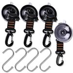 Heavy Duty Suction Cup Anchor - 4 Pcs Car Side Awning Suction Cup with 360°rotating D Rings and S Hooks, Hold Up to 10kg/22lbs Suction Cup Anchor for Car Van Truck Boat Home Camping