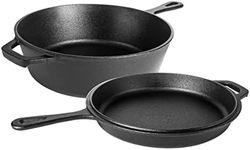 Pre Seasoned Dutch Oven Pot - Cast Iron Frying Pan Griddle - 2in1 Combo Cooker Skillet Lid – 3.2 Quart Dutch Oven, 10.25 inch Skillet - by Nuovva