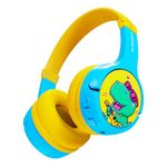 Nu Republic Beatpop Kids Headphone with Safe Volume 85 dBA, 42 Hrs Playtime, X-Bass® Technology, 40mm Neodymium Drivers, Type-C Fast Charging 10 Mins = 200 Mins, ENC Bluetooth Headphones (Blue,Yellow)