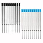 20 Pieces Replaceable Ballpoint Pen Refills, Medium Point Metal Refill Smooth Writing Ink Pen Refills 1.0 mm Replacement Gel Ink Refills for Retractable Ballpoint Pen School Office Supplies (Black & Blue)